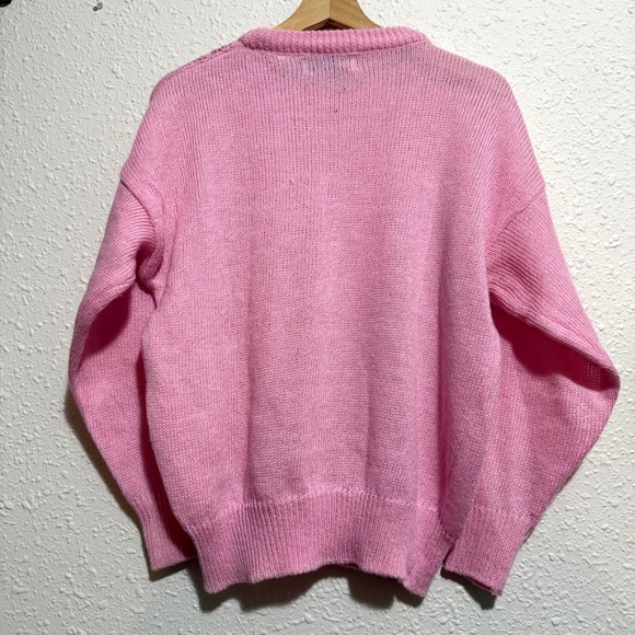 Dana Scott Pink Lace Pearl Embellished Knit vintage Sweater Women's M Barbiedoll - Picture 2 of 8